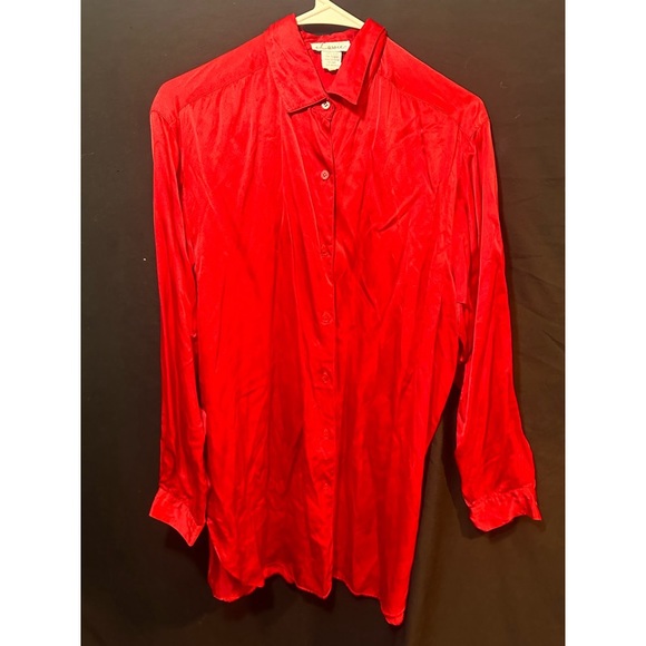 Lassie Silk Red Women’s Long Sleeved Button Down Dress Shirt - Picture 12 of 16